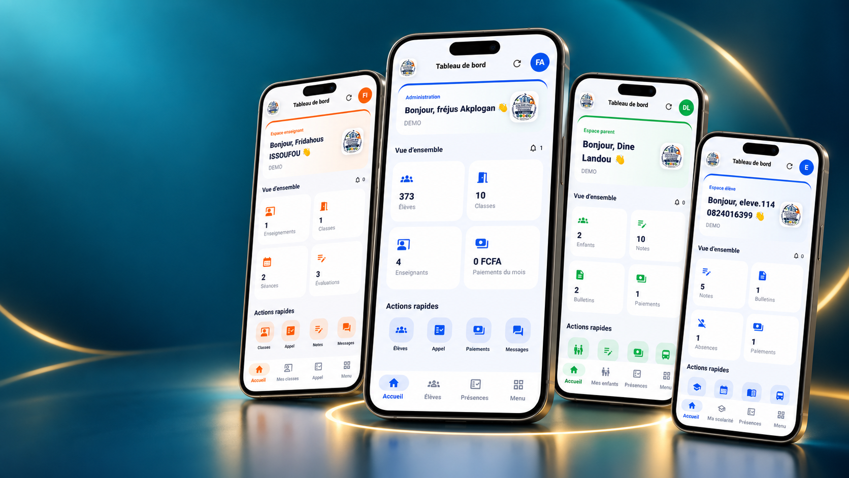 Les espaces EduPilot sur l’application mobile : administration, enseignant, parent et élève